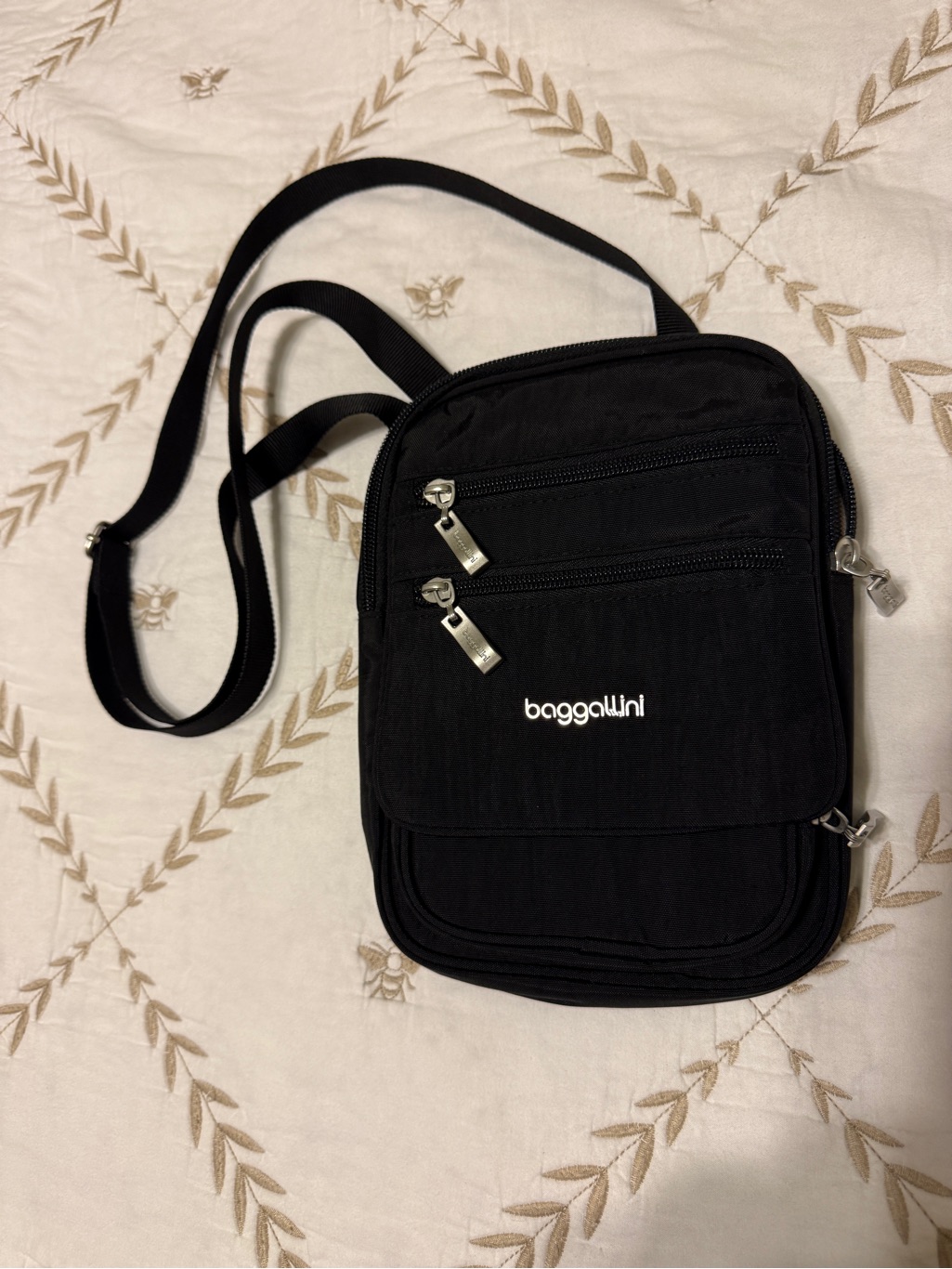 Baggallini Black Multi-Zip Anti-Theft Crossbody Bag